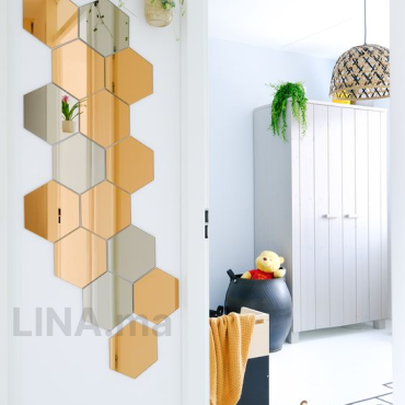 miroir hexagon doré