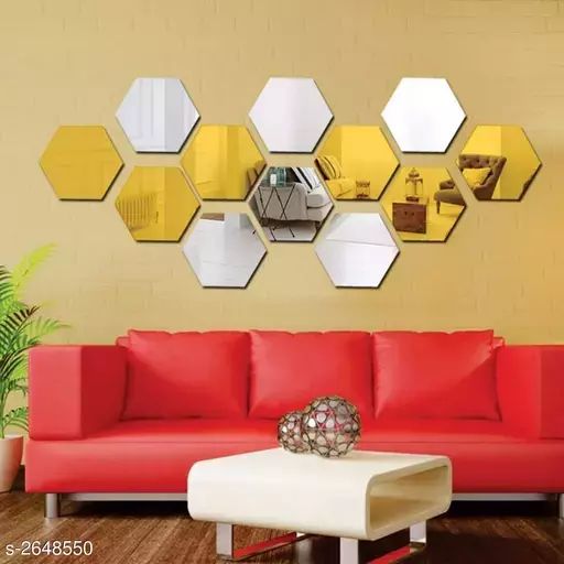 Miroir hexagon Doré & Argenté