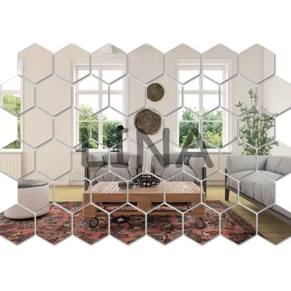 10 Hexagone argenté  miroir